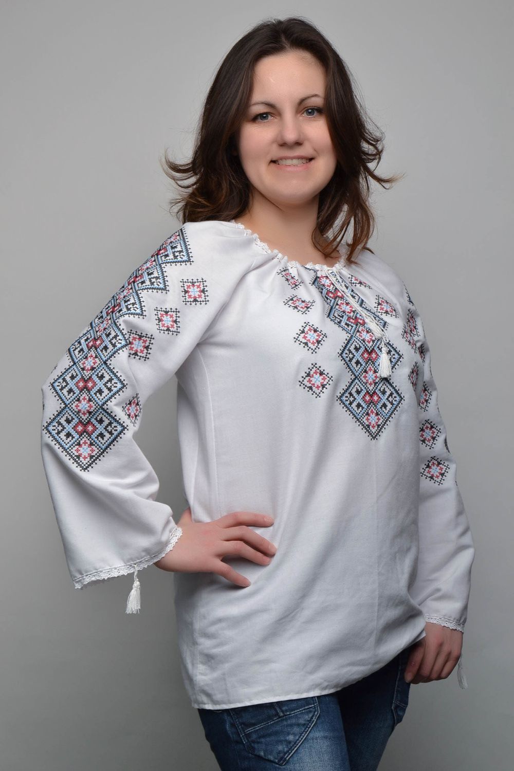 Women's cross stitched shirt photo 1