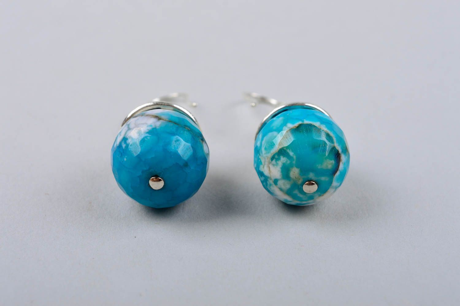 Handmade earrings agate pendant fashion designer accessory woman gift idea photo 4