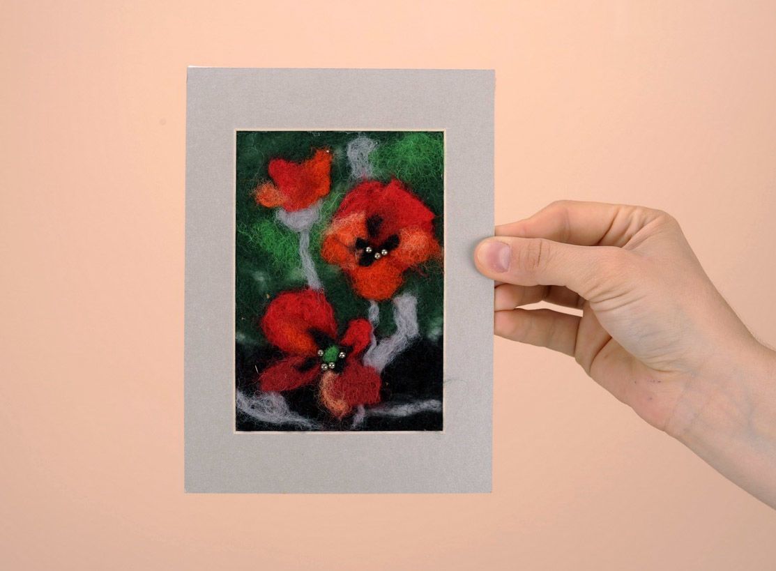 Handgemachte Grußkarte Mohnblumen foto 3