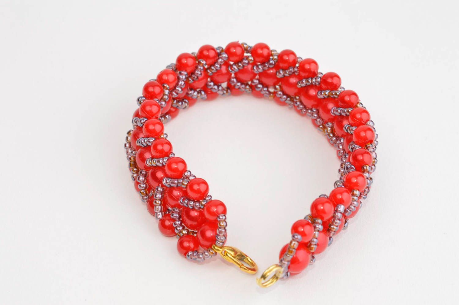 Красный браслет из бусин ручной работы модный браслет модная бижутерия фото 4