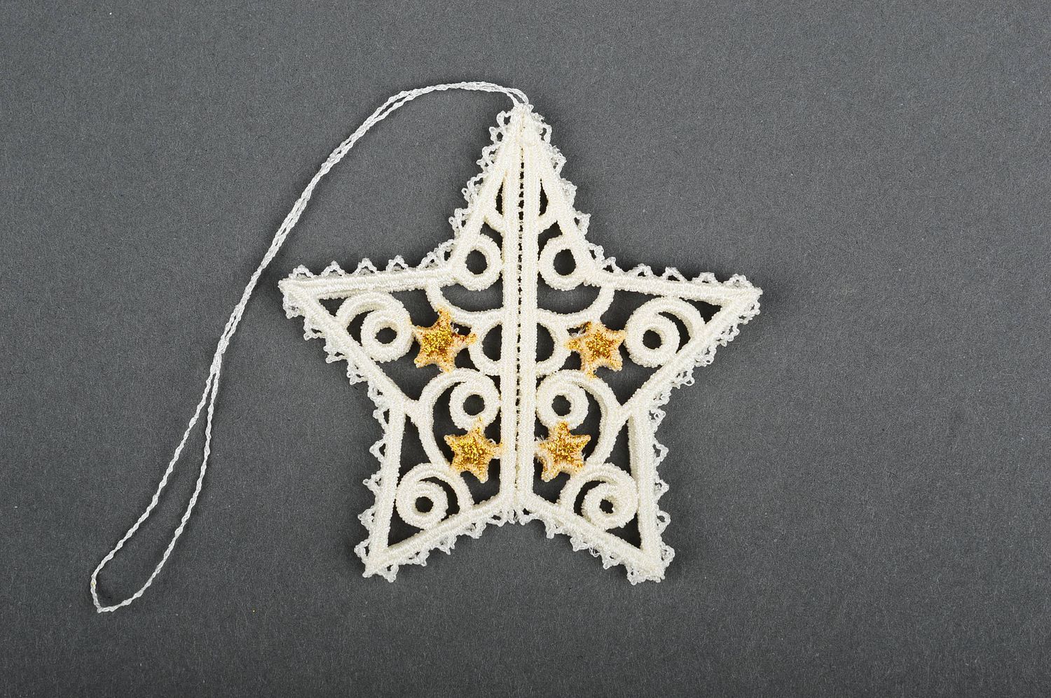 Игрушка на елку handmade декор для дома новогоднее украшение белая звезда фото 5