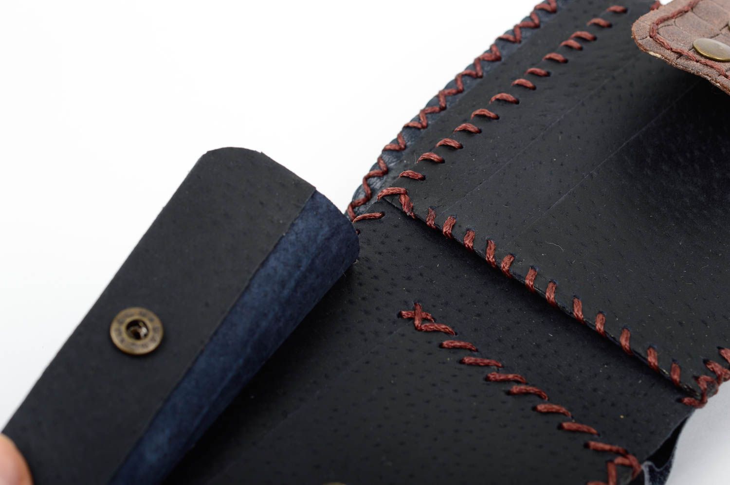 Leather handmade wallet blue unisex purse unusual designer accessory cute gift photo 4