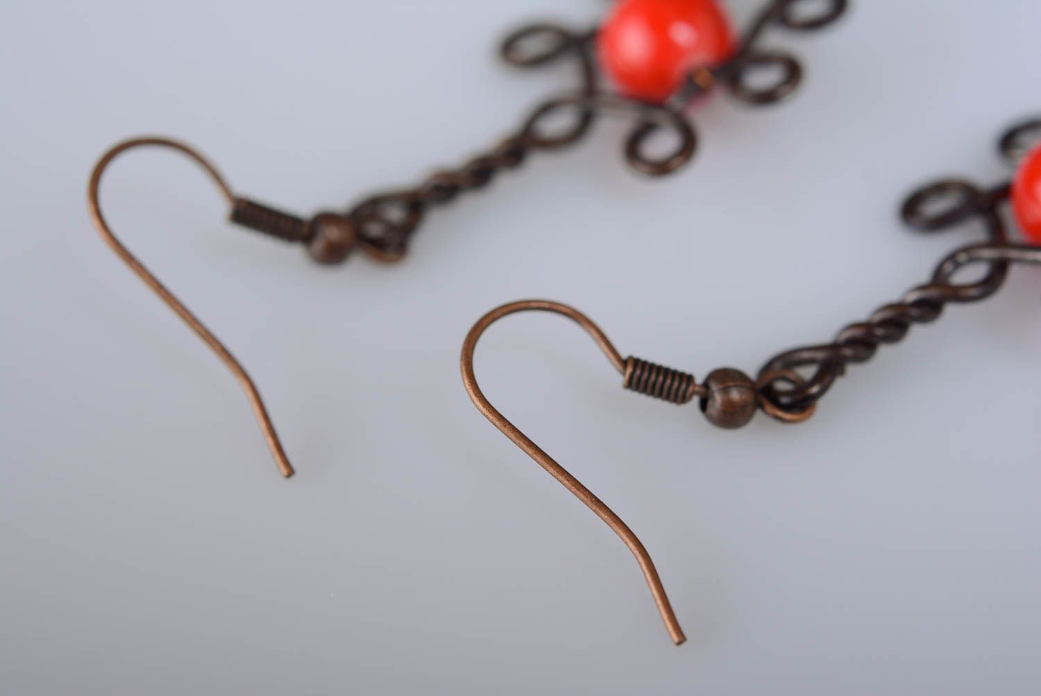 Handmade Ohrringe aus Kupfer mit Glaskugeln Frauen Schmuck Geschenk originell foto 5