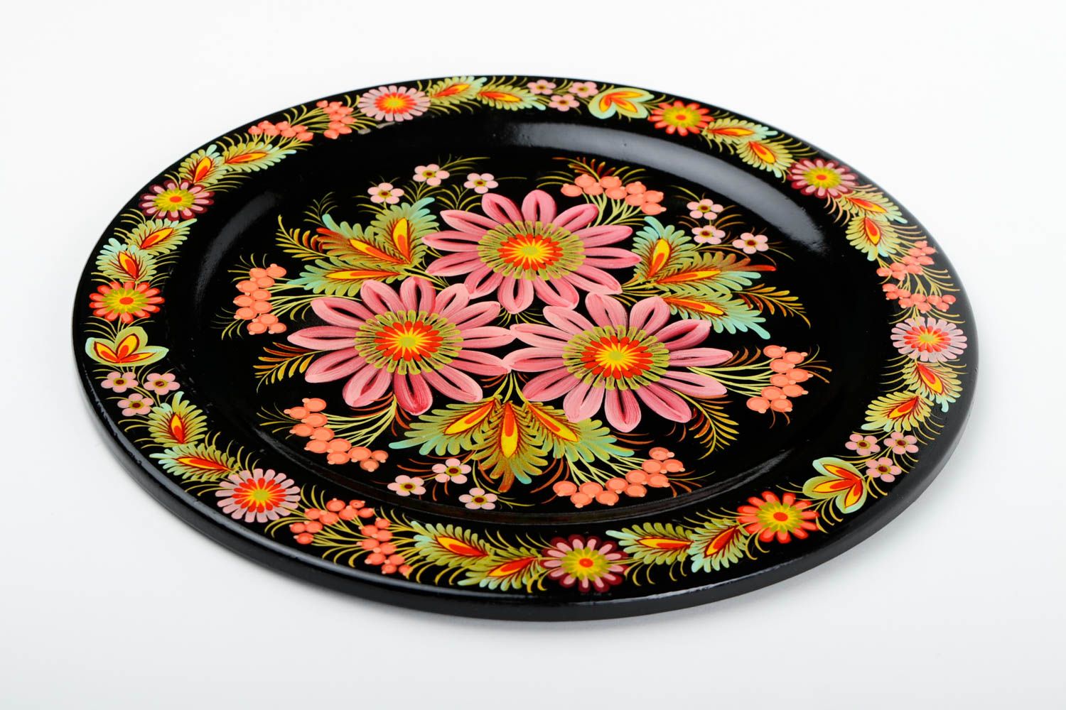 Assiette décorative fait main Vaisselle déco fleurs peinture Déco ethnique photo 3