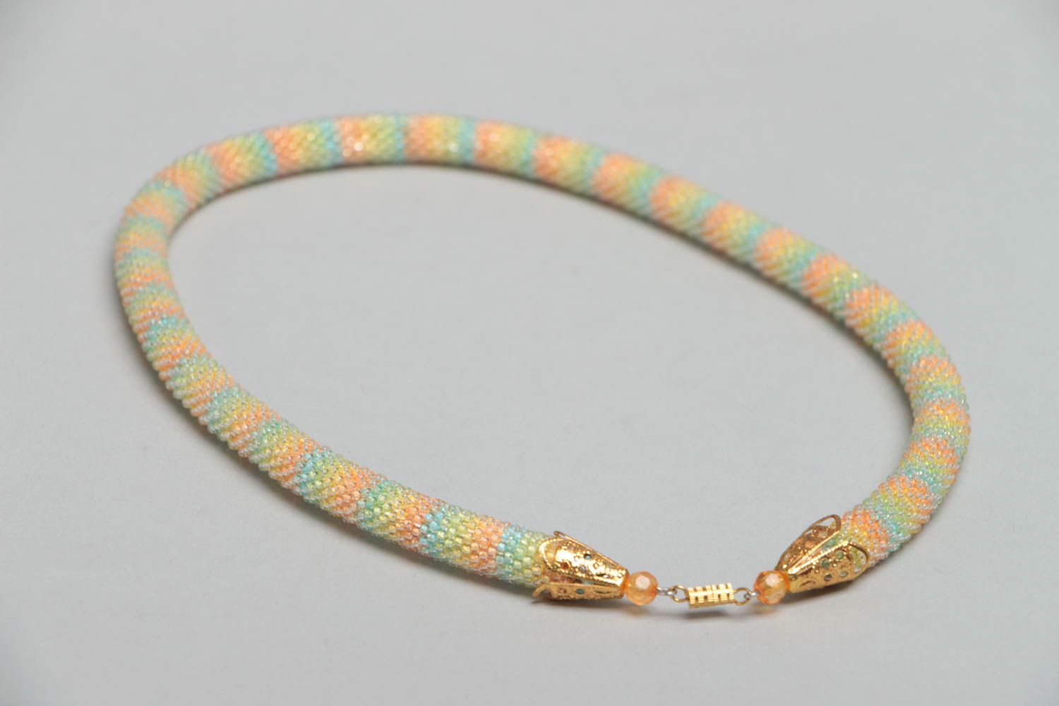 Handmade beaded cord necklace made of Czech beads beautiful bright unusual photo 4
