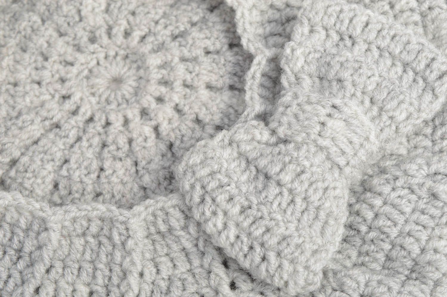 Bonnet tricot Béret fille fait main laine gris tricoté Vêtement femme design photo 5