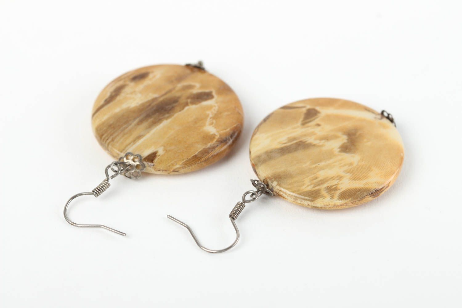 Handmade round earrings stone earrings design handmade accessories for girls photo 4