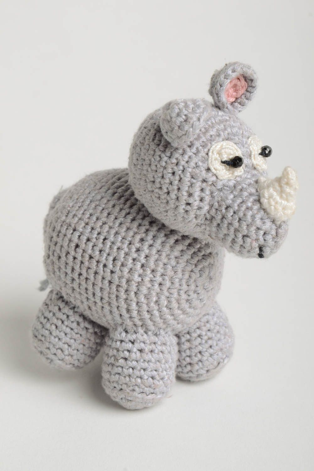 Peluche rhinocéros faite main Jouet tricoté en coton au crochet Cadeau enfant photo 4