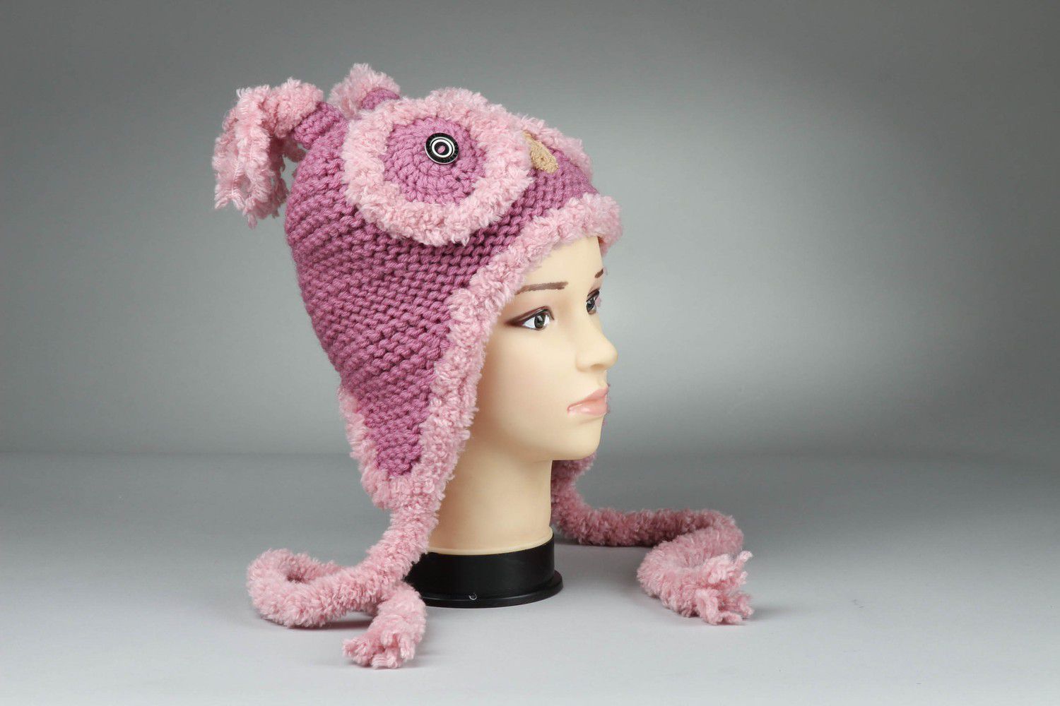 Knitted hat Pink owl photo 3