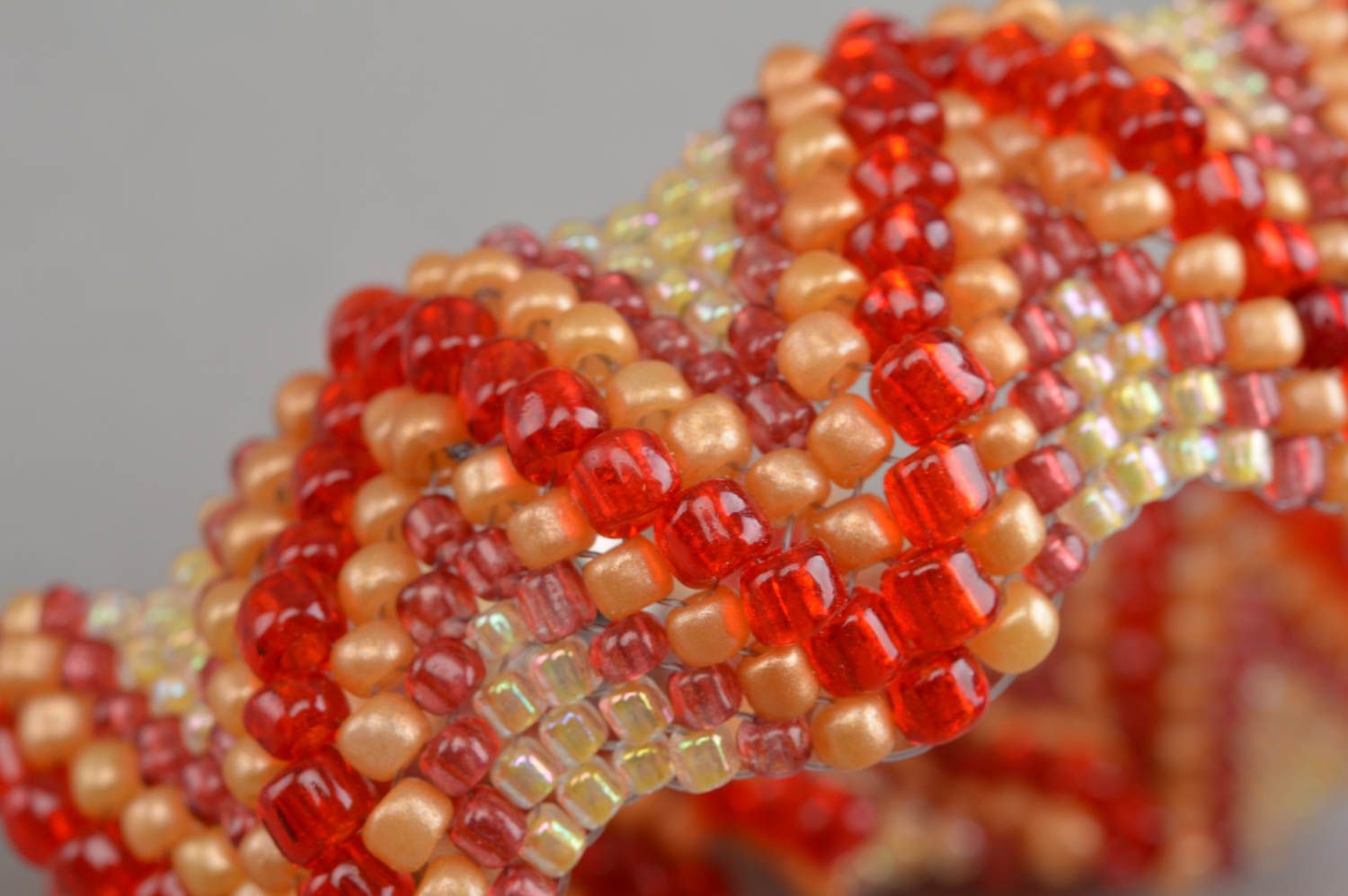 Red, beige beads all size girls bracelet photo 5