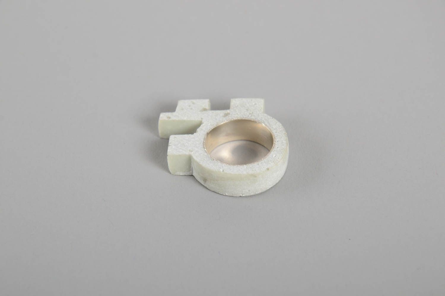 Оригинальное кольцо ручной работы женское колье из бетона необычное колье белое фото 4