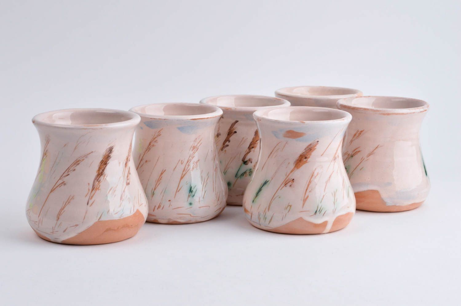 Handgefertigte Becher aus Ton Keramik Geschirr Set Küchen Deko 6 Stück schön foto 3