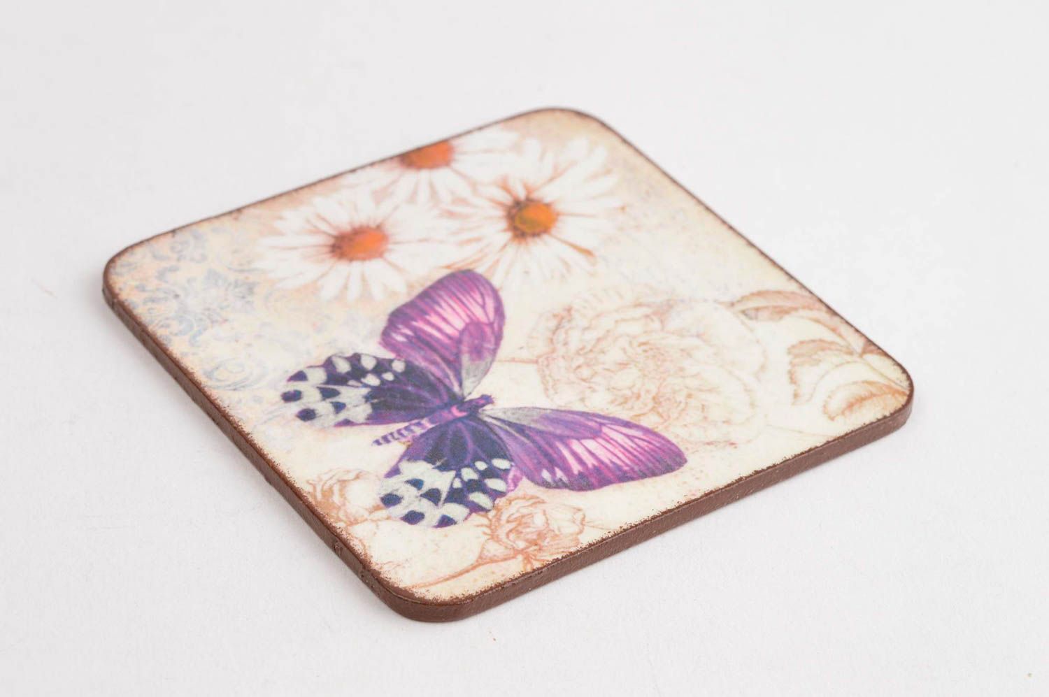 Handmade coaster with picture stylish wooden coaster unusual stand for cup photo 3