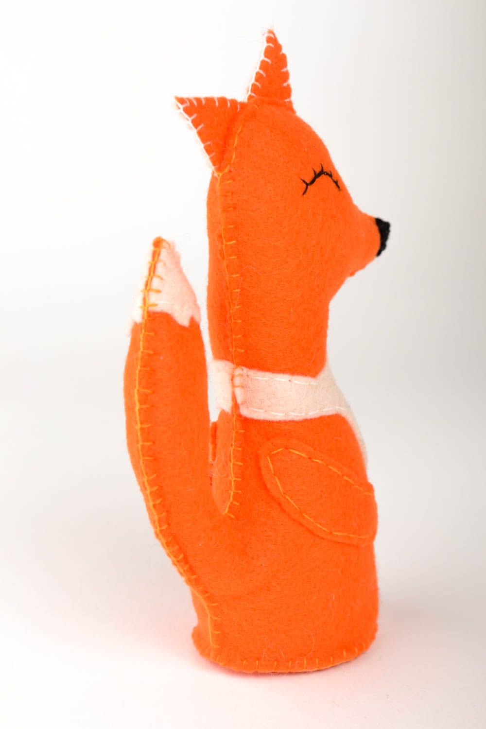 Fuchs Stofftier handgemachtes Spielzeug Filz Dekoration Kuscheltier Stoff orange foto 3