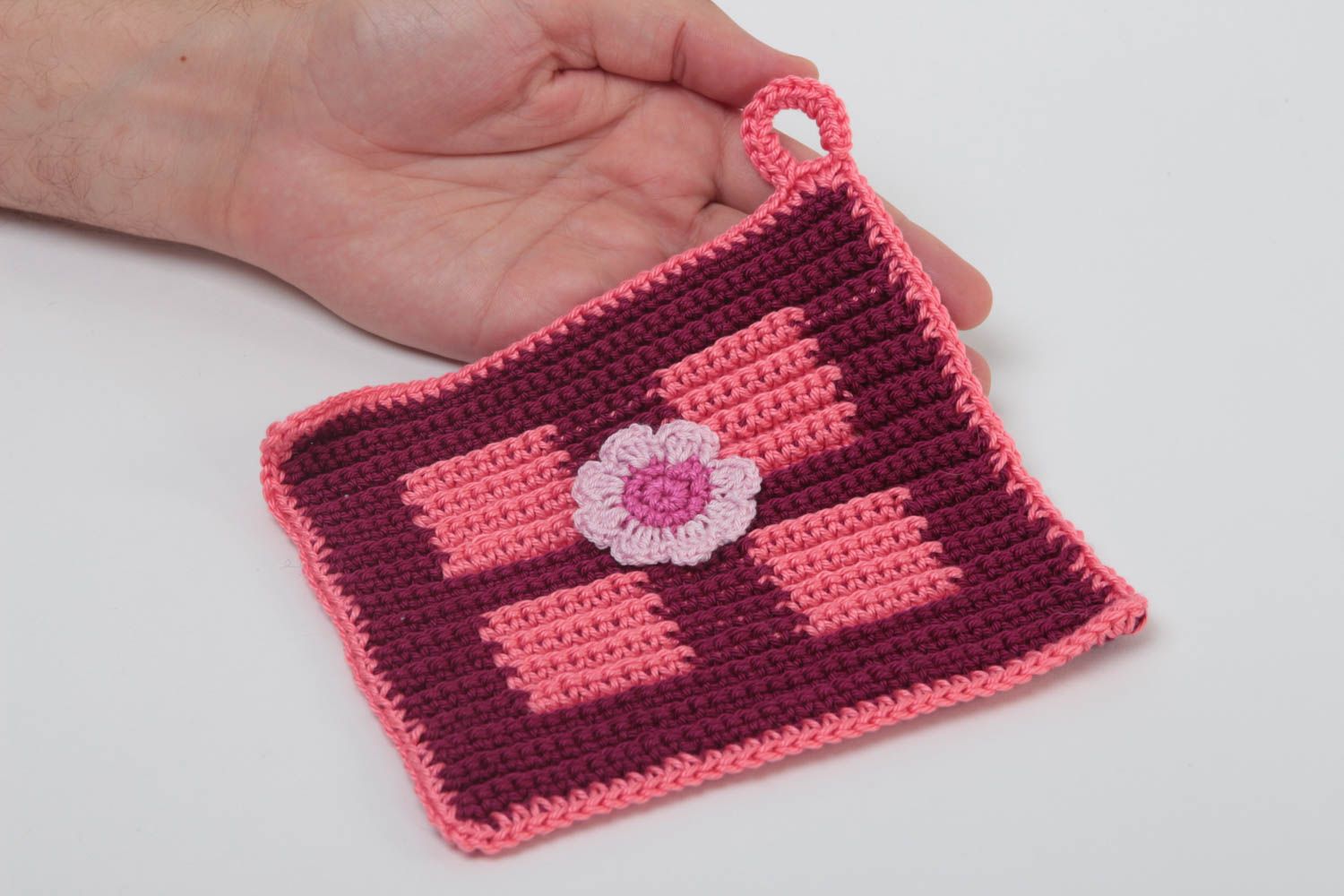 Agarradera al crochet hecha a mano accesorio para cocina textiles para el hogar foto 5