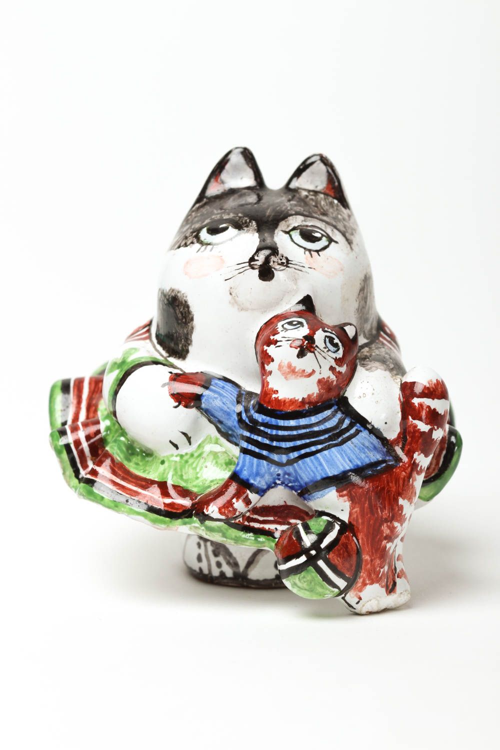 Handmade Deko Dekofigur Katze ausgefallenes Geschenk Katze Figur Keramik  foto 2