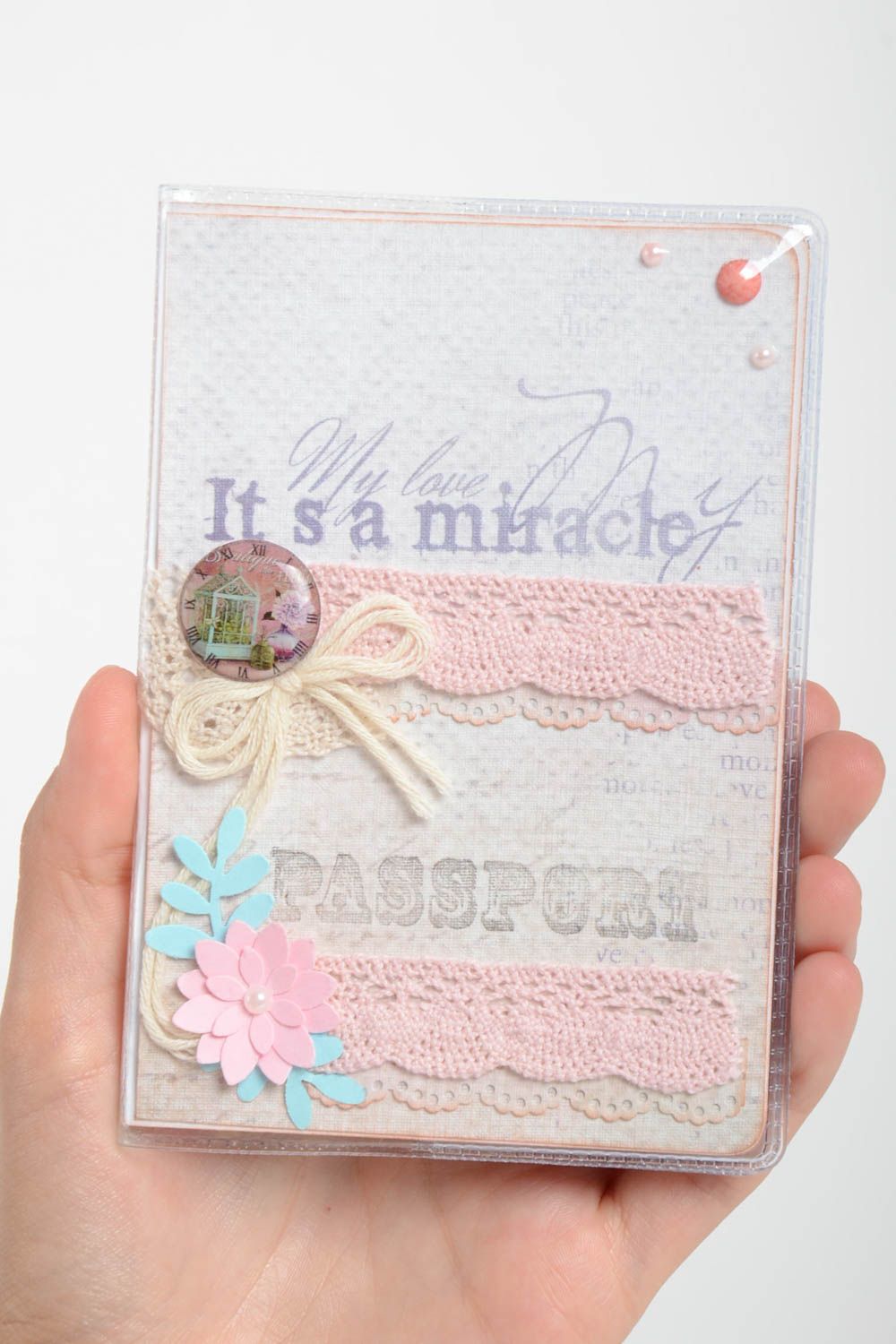 Handmade passport cover stylish unusual accessory beautiful cover for documents photo 5