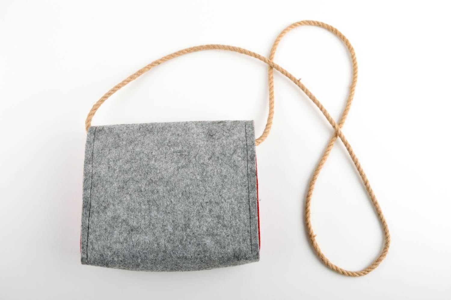 Bolso hecho a mano de fieltro gris accesorio de moda regalo para mujer  foto 2