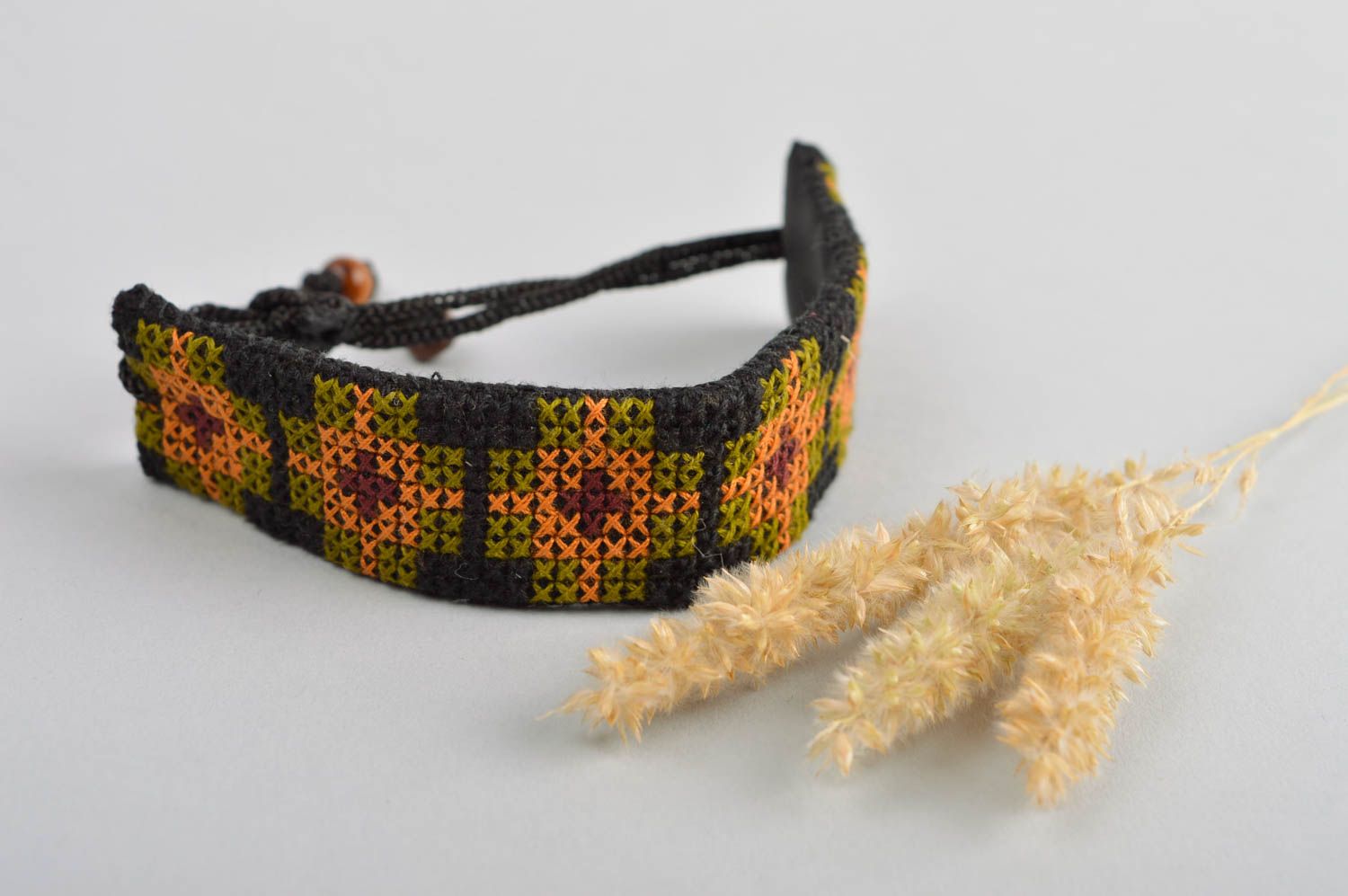 Handmade Schmuck schönes Armband Accessoire für Frauen Armband textil breit foto 1