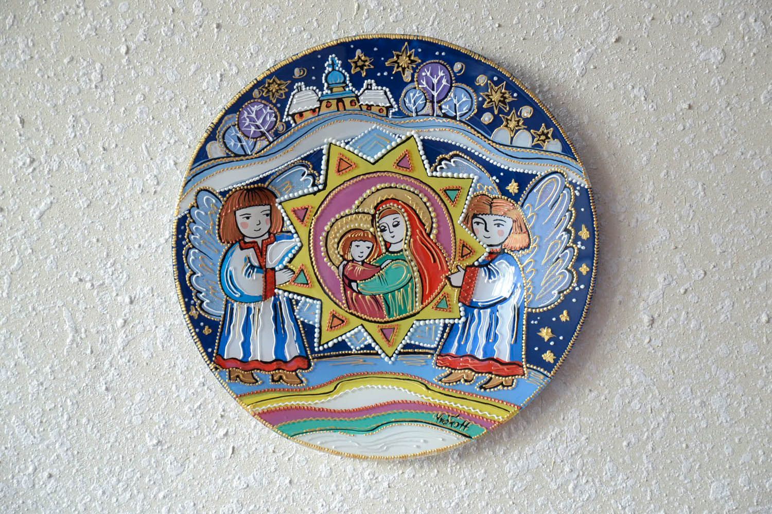 Декоративная расписная тарелка Рождество фото 1