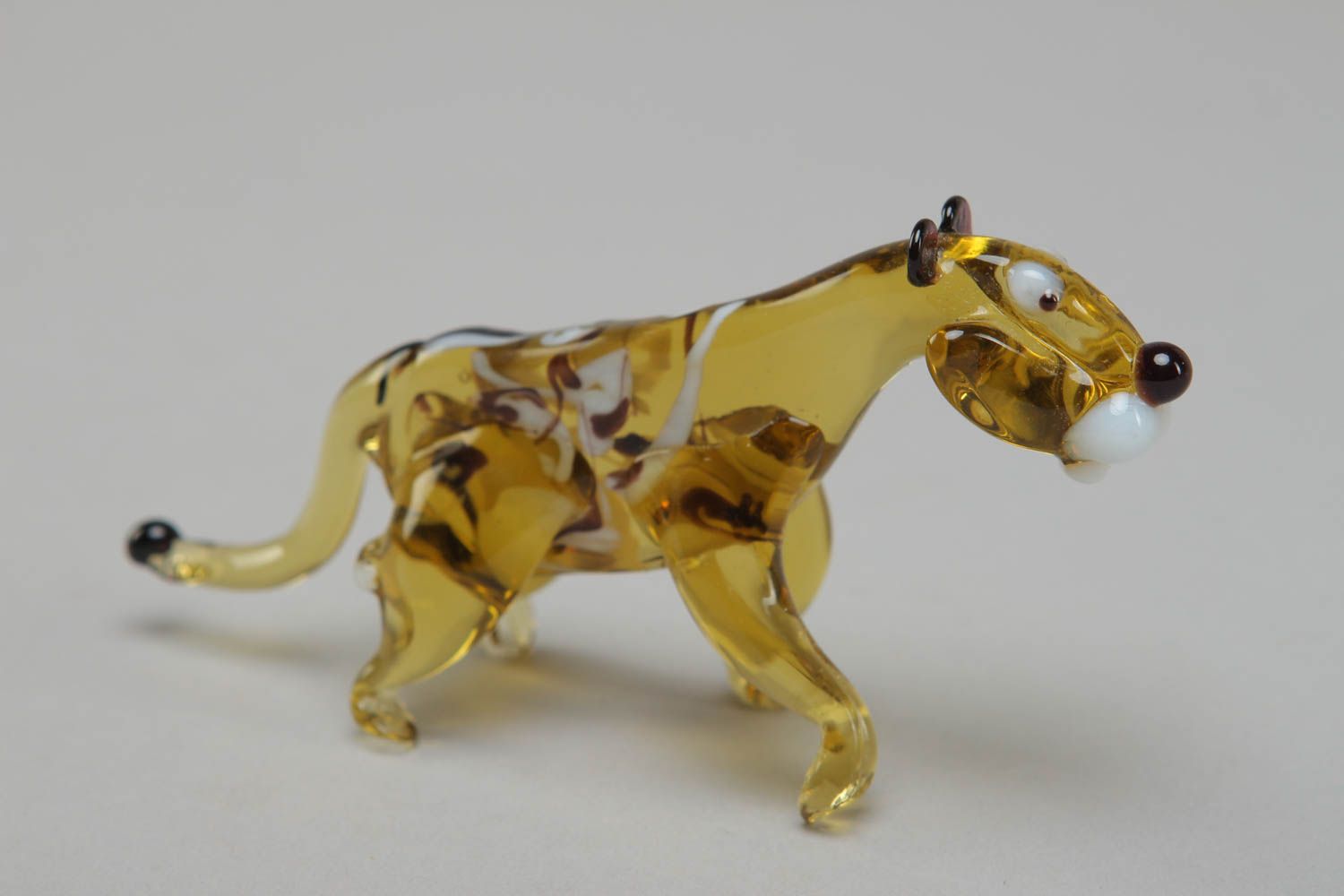 Figurine miniature en verre lampwork en forme de léopard faite main photo 1