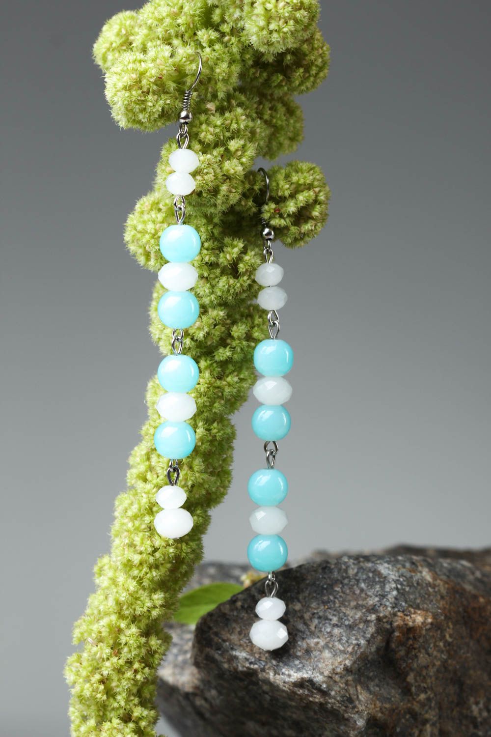 Handmade earrings designer earrings with stones unusual accessory beads jewelry photo 1