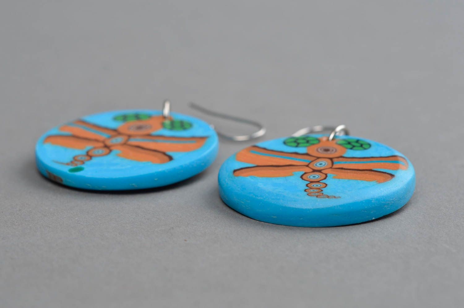 Polymer clay earrings handmade earrings with painting plastic bijouterie photo 3