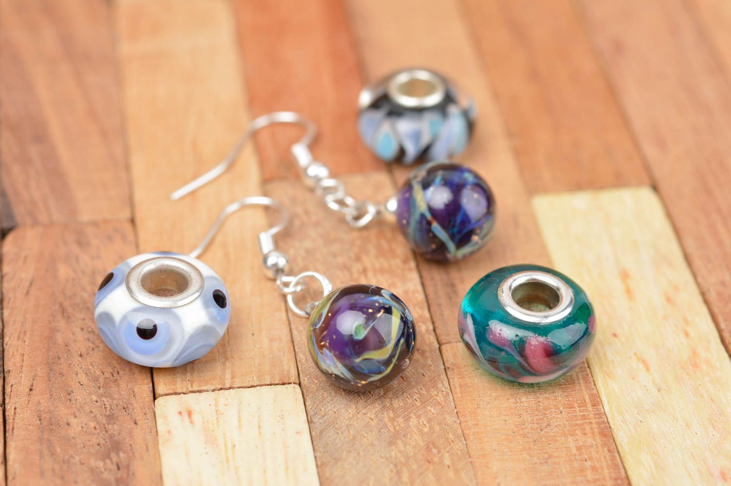 Lampwork designer earrings handmade earrings with glass beads glass accessories photo 1