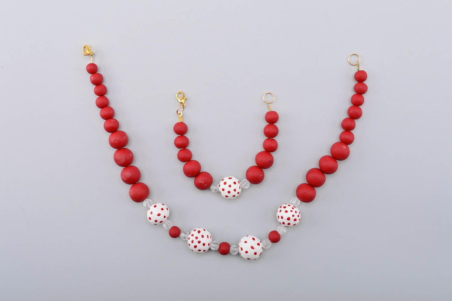 Set of handmade jewelry plastic jewelry polymer clay necklace and bracelet photo 5