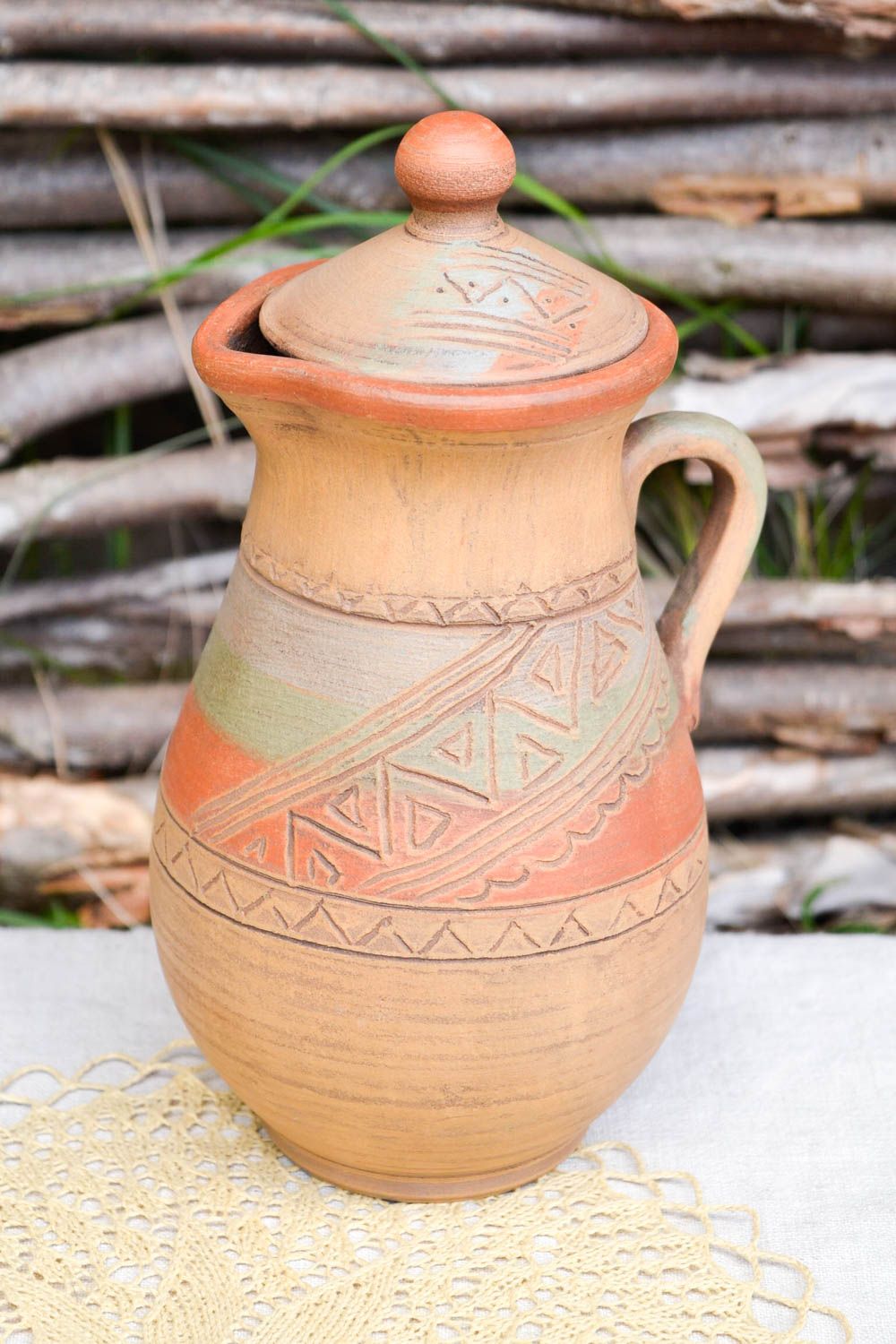 60 oz ceramic Italian style milk pitcher great ceramic pottery 10 inches 2,4 lb photo 1