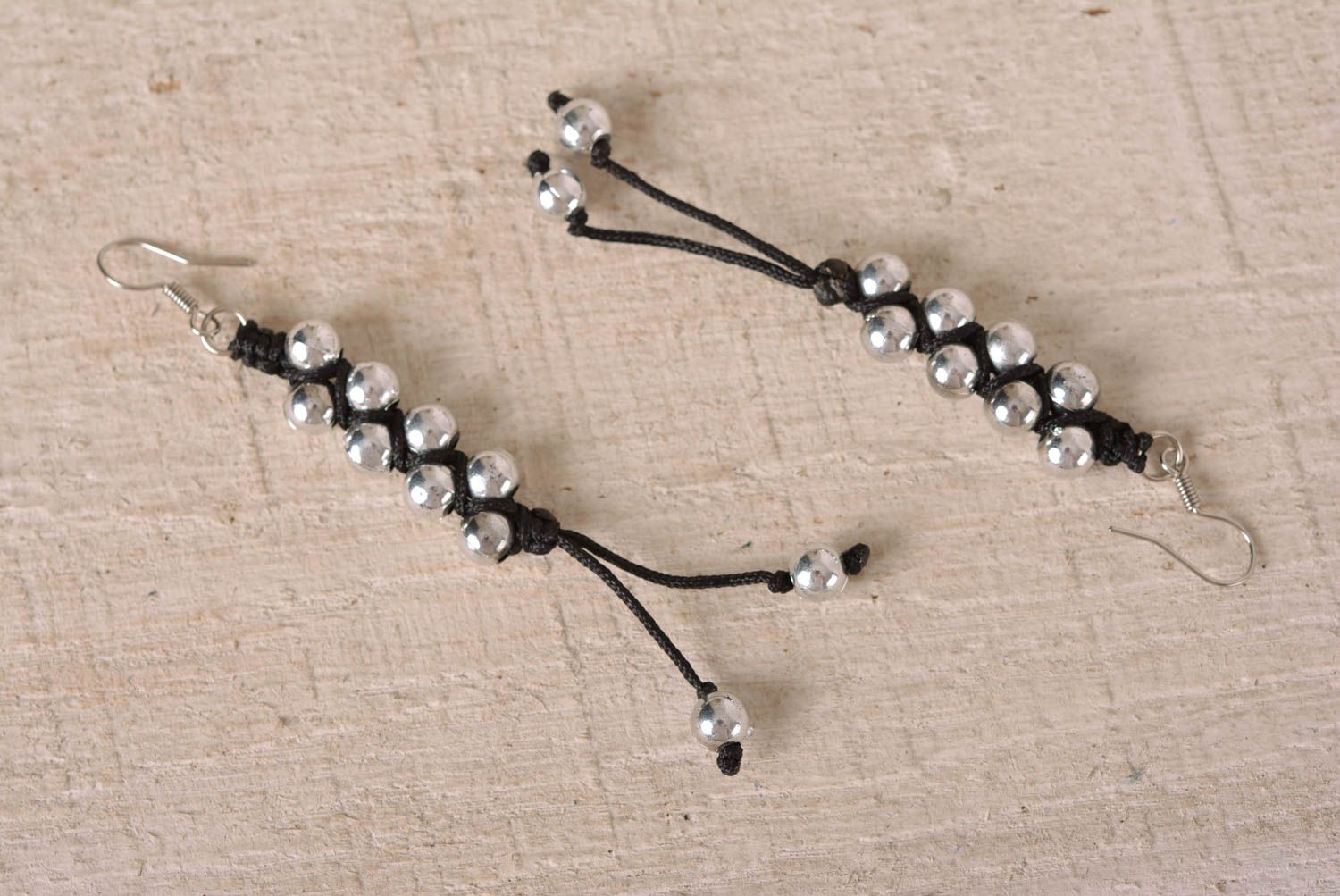 Woven earrings macrame earrings handmade earrings with beads long earrings photo 1