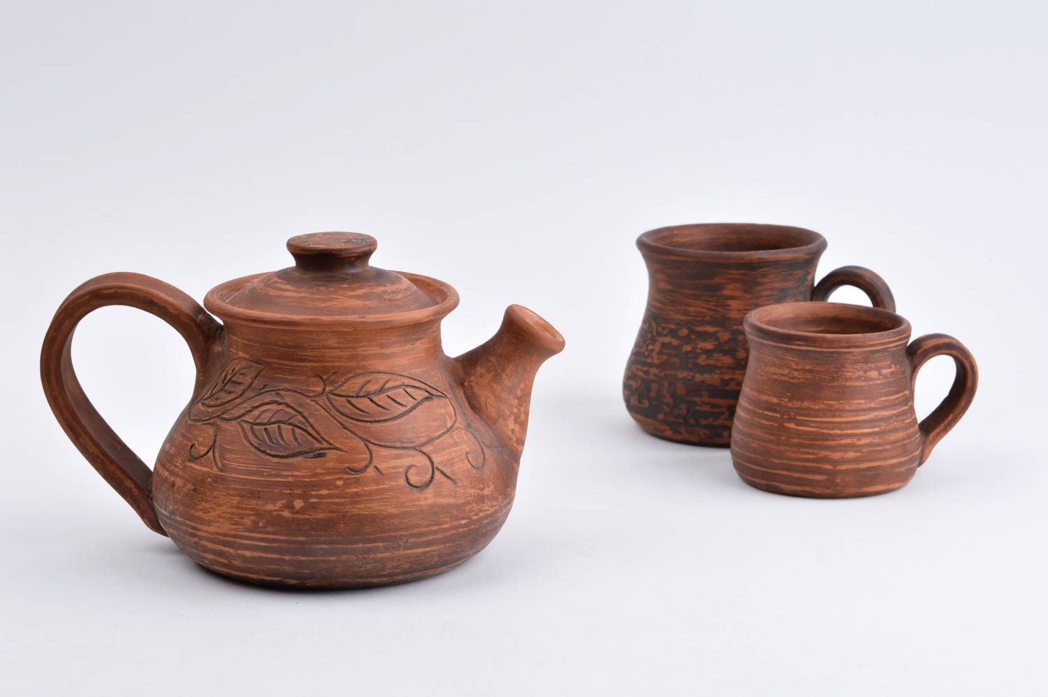 Keramik Geschirr Set handmade Teeservice Keramik Teekanne aus Ton Tassen Set foto 3