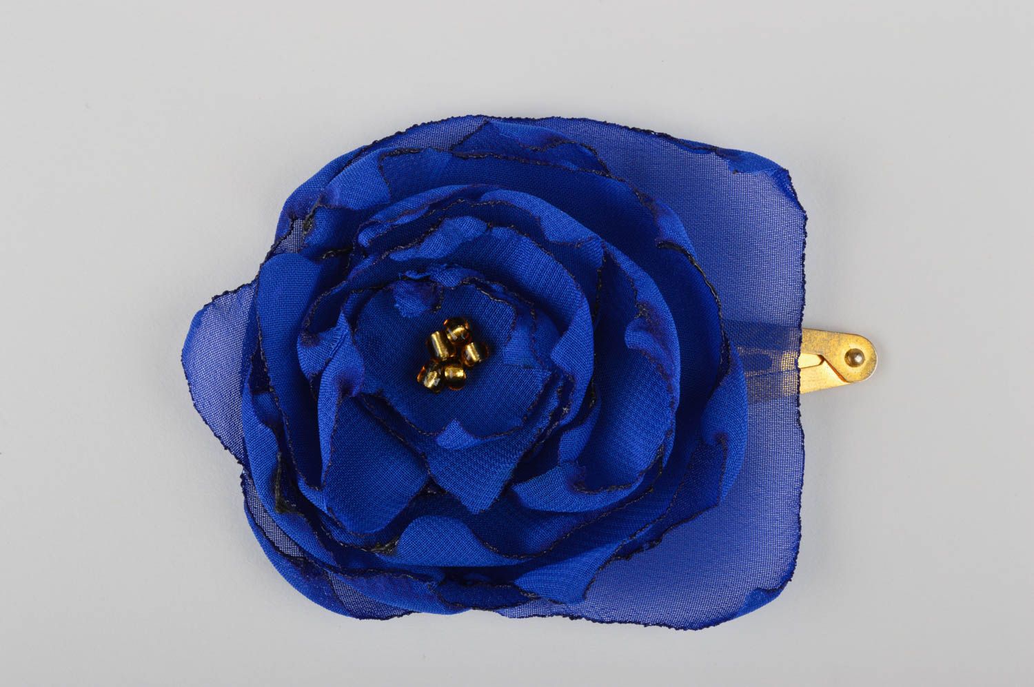Handmade blue hair clip unusual designer barrette beautiful flower hair clip photo 3