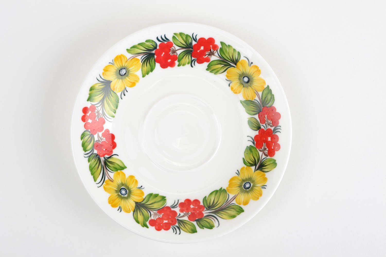 Soucoupe porcelaine fait main Petite assiette Service vaisselle avec fleurs photo 3
