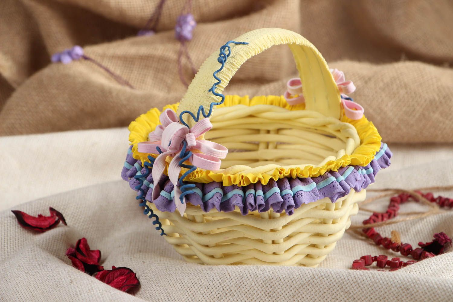 Decorative basket made of polymer clay photo 5