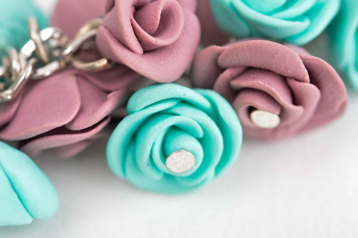 Handmade Ohrringe Armband Damen Mode Accessoires Schmuck Set mit Blumen grell foto 5