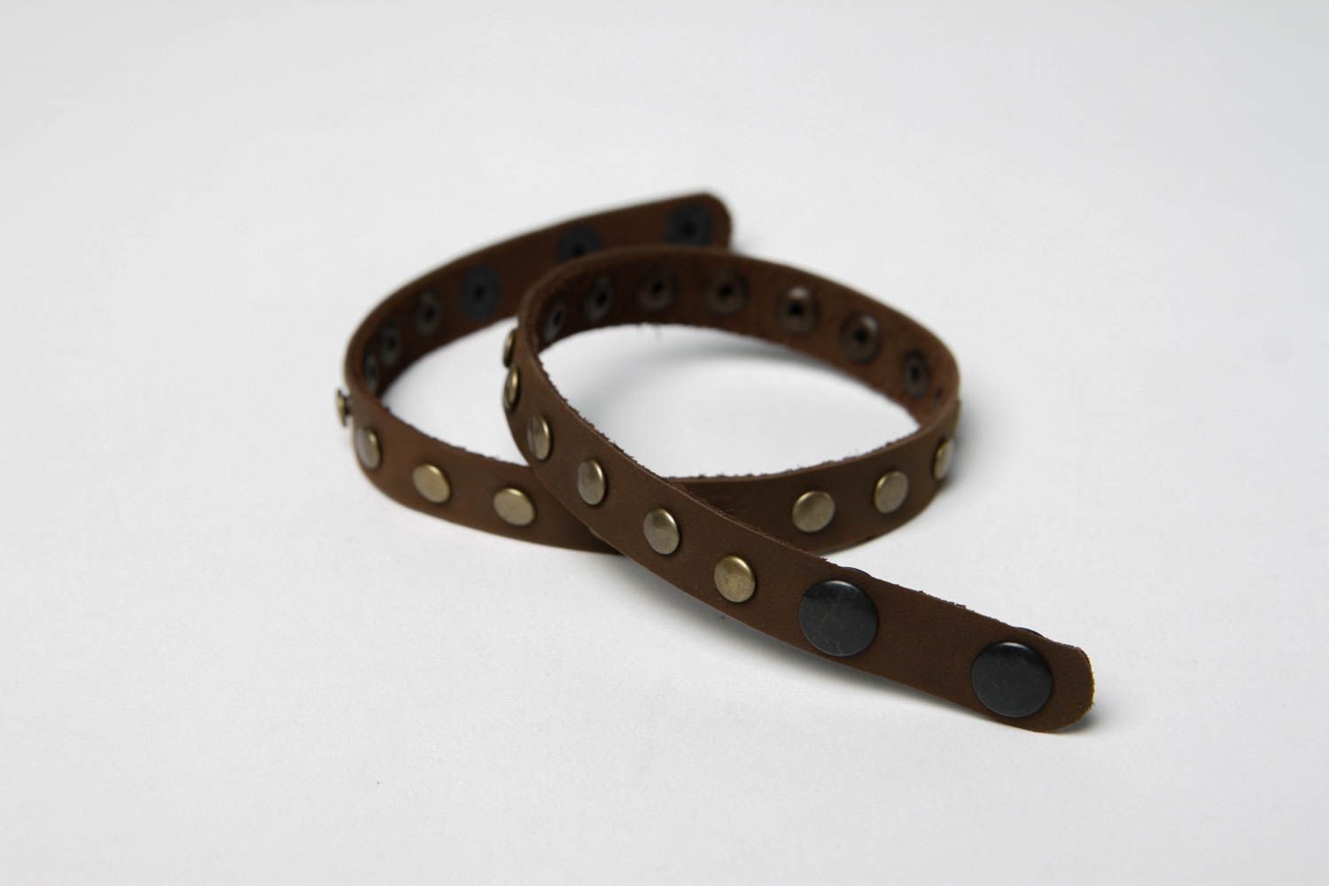 Bracelet cuir Bijoux fait main marron à deux tours Accessoire femme design photo 5