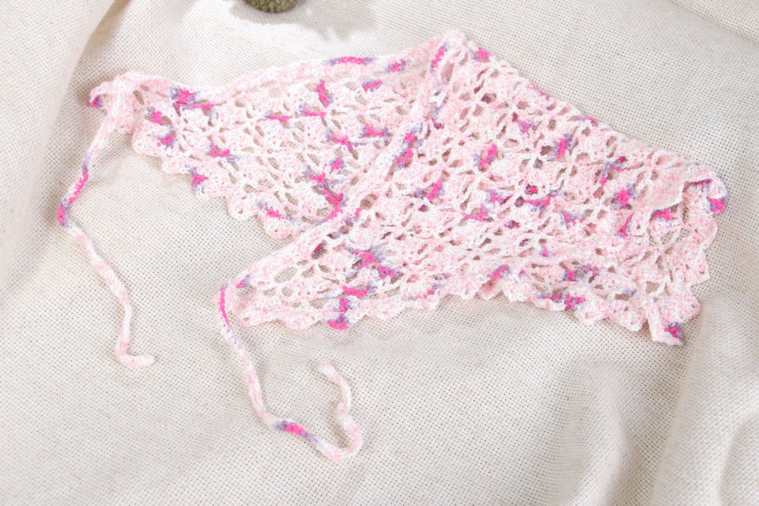 Light handmade lacy crochet cotton shawl for women photo 1