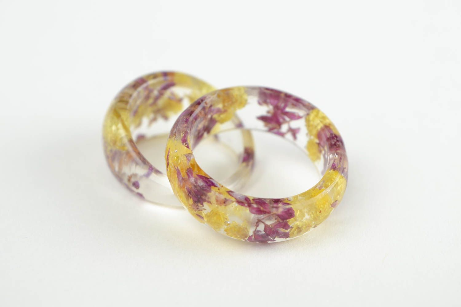 Handmade jewellery 2 seal rings epoxy resin rings for women botanic jewelry photo 5