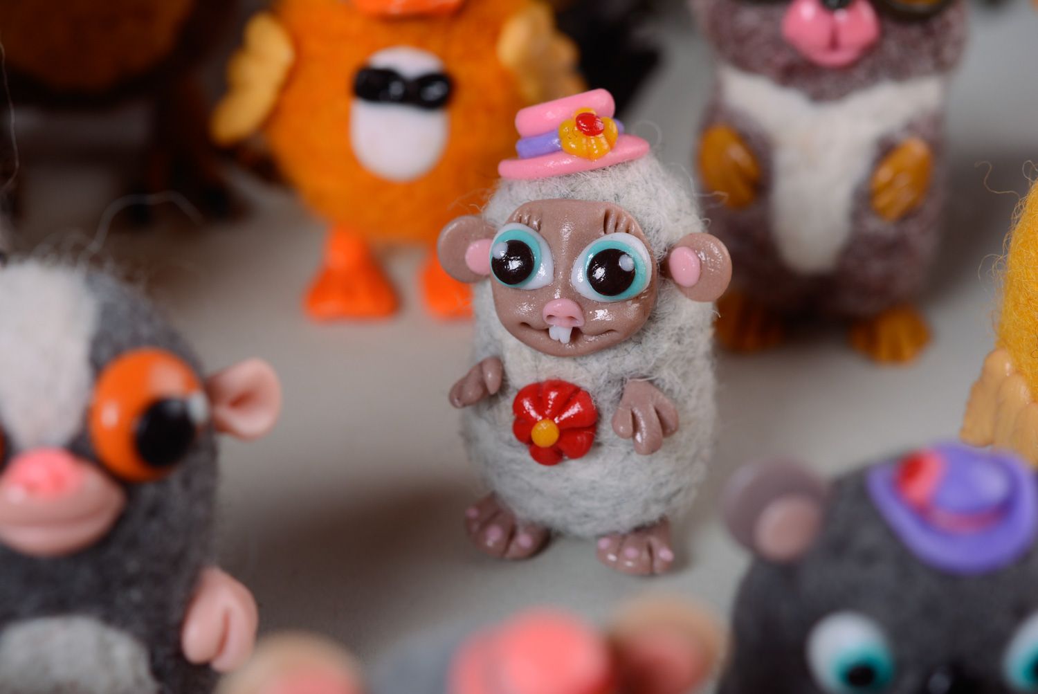 Homemade miniature felted wool toy Little Rat photo 4