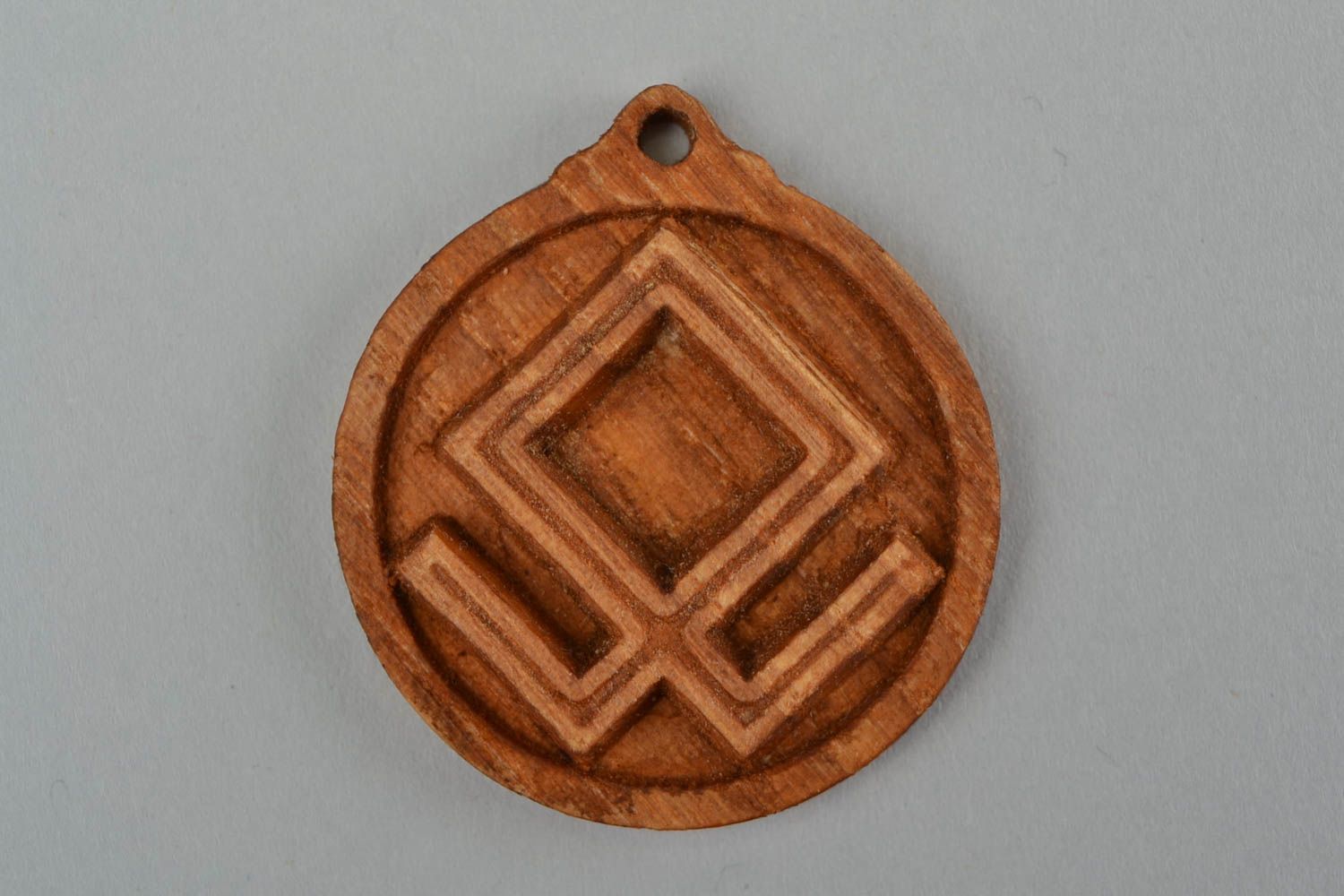 Carved pendant made of ash wood Slavonic pendant amulet with symbol Berezha photo 3