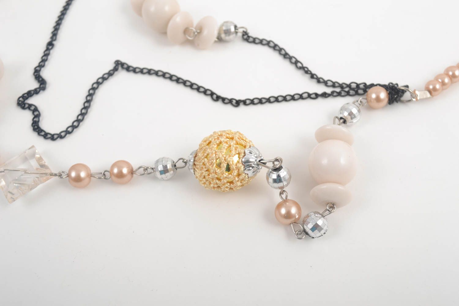Collier perles fantaisie Bijou fait main 3 rangs original Accessoire femme photo 2