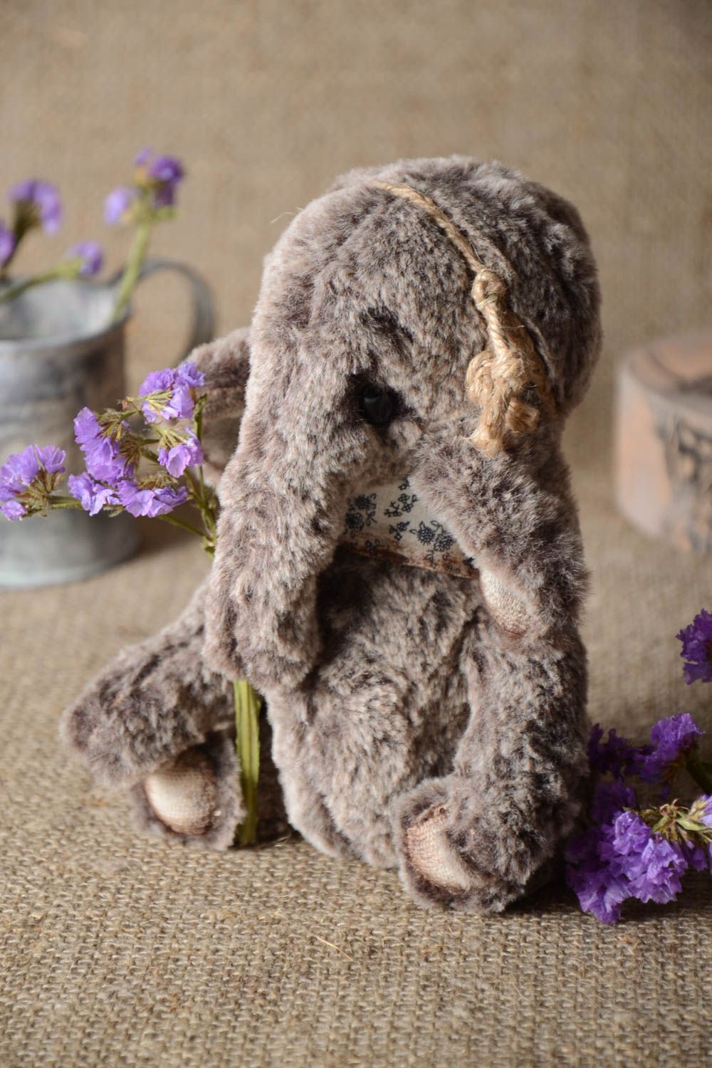 Handmade cute soft toy unusual elephant for decor beautiful interior toy photo 1