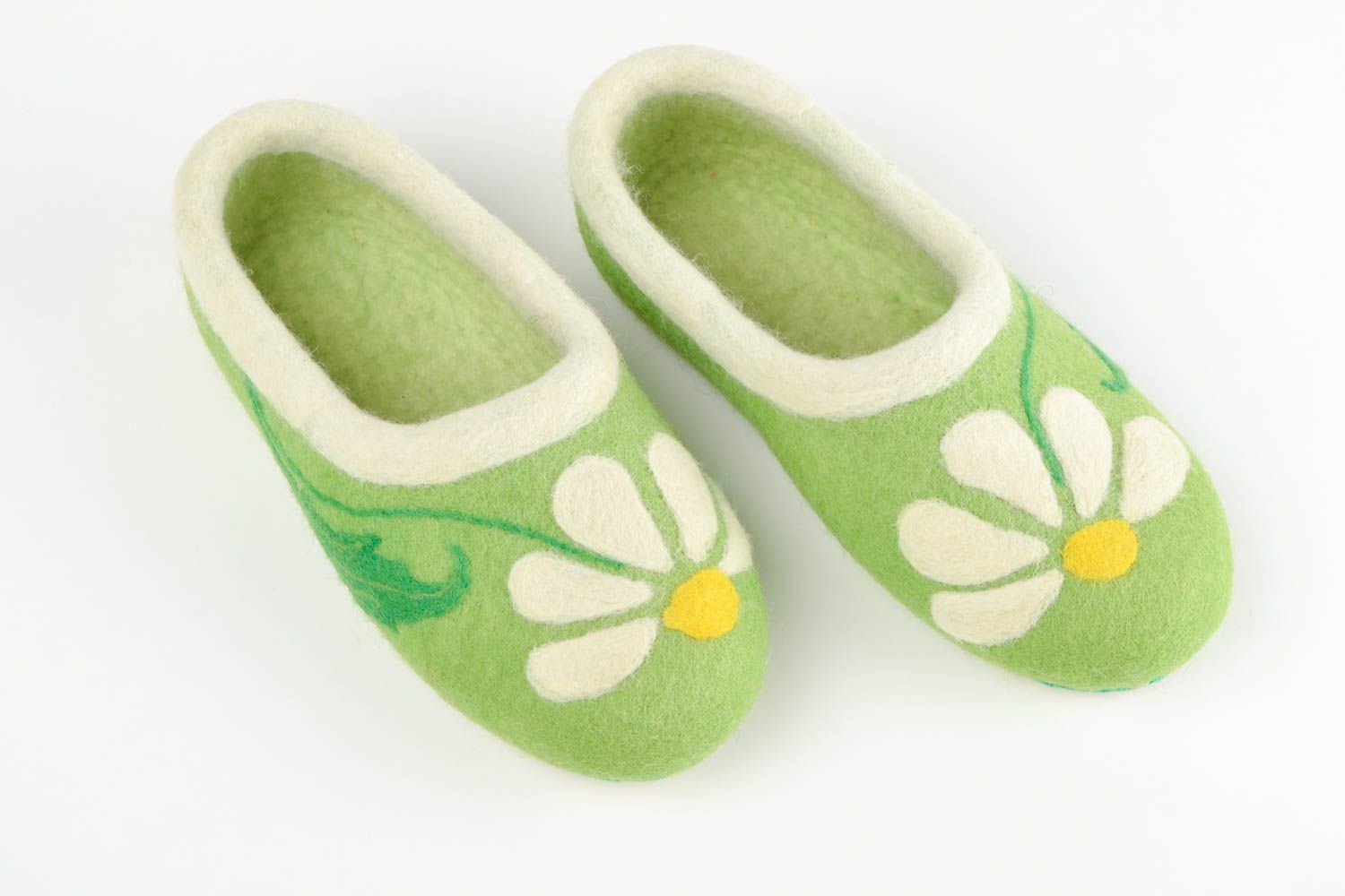 Hausschuhe gefilzt handmade warme Damen Hausschuhe Pantoffel Schuhe grün modisch foto 2