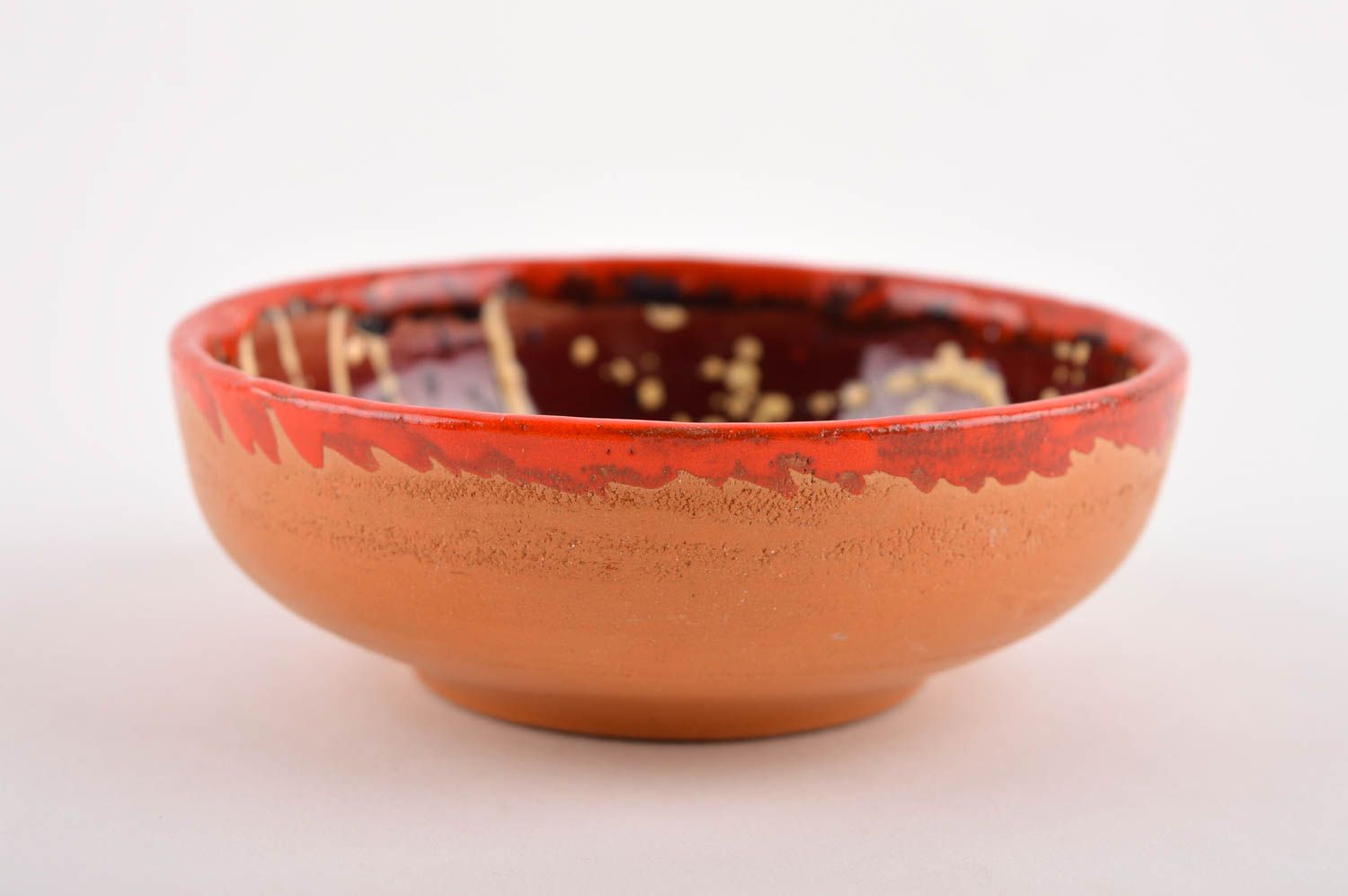 Bonbonnière céramique Vaisselle design faite main rouge marron Cadeau original photo 3
