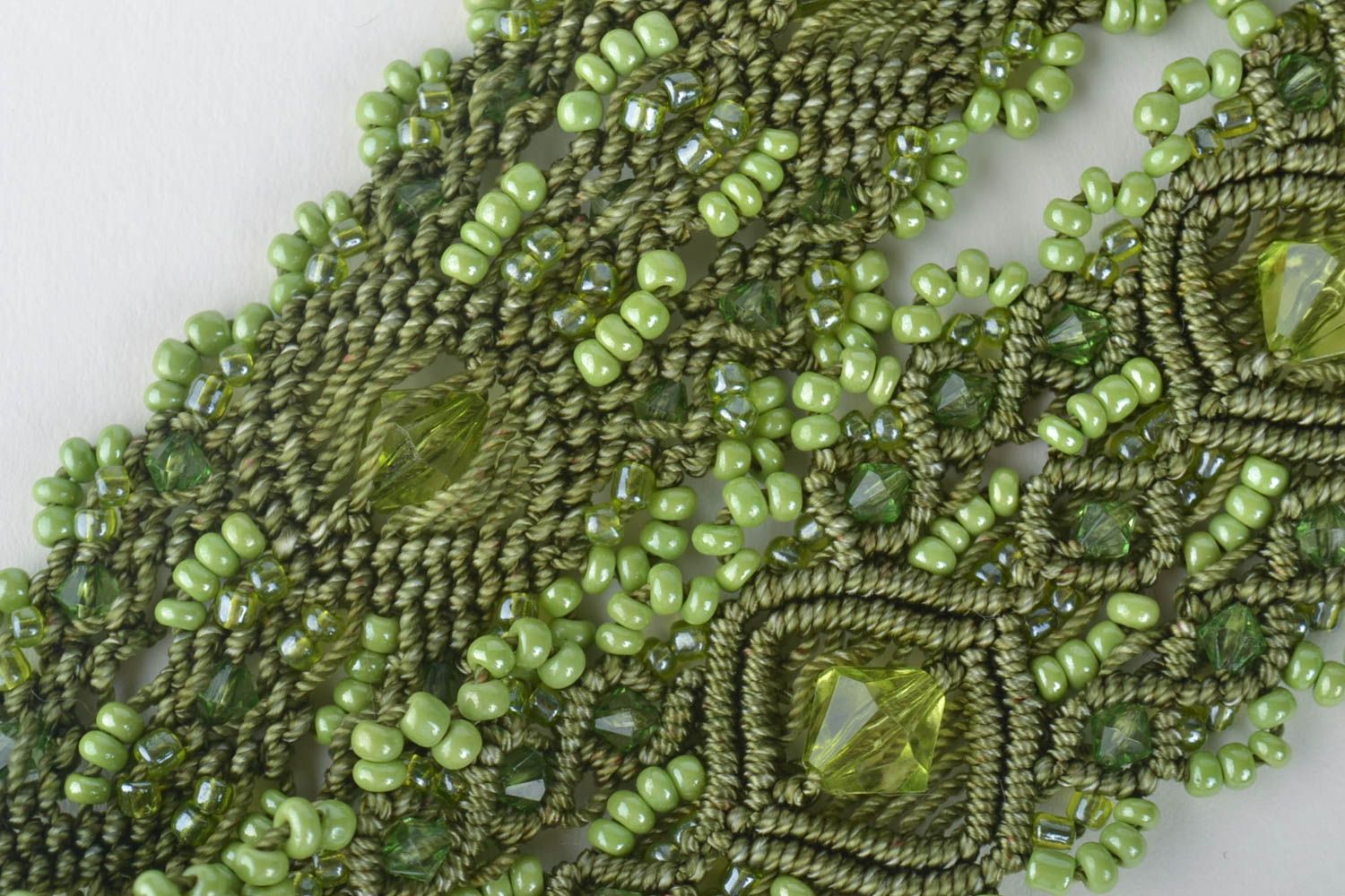 Пояс ручной работы женский ремень с бисером плетеный пояс для талии зеленый фото 4