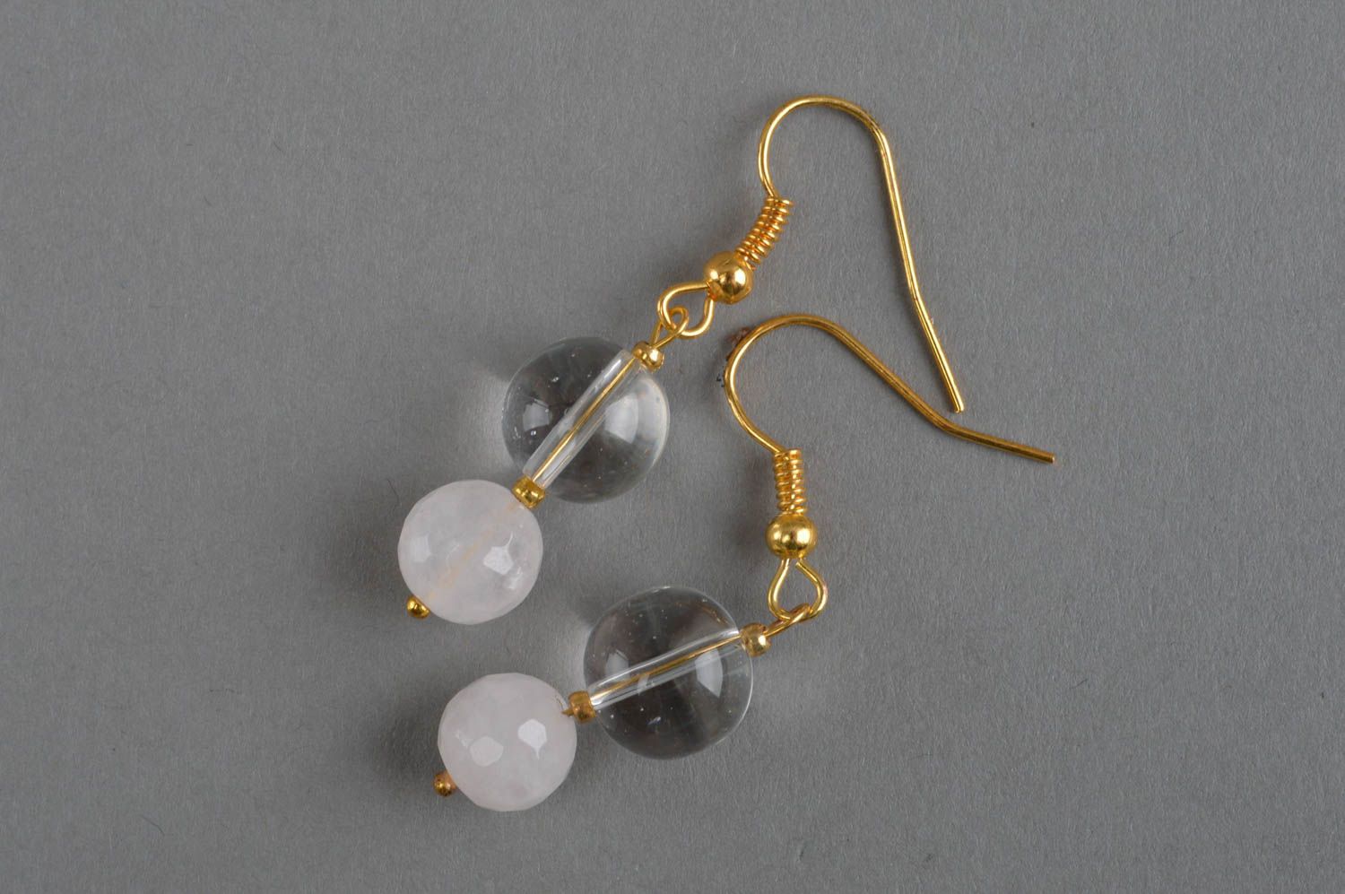 Beautiful homemade earrings with natural stones beaded earrings gemstone jewelry photo 2
