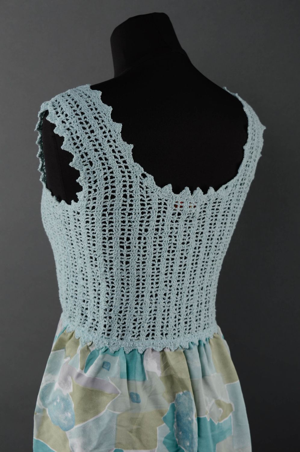 Long blue crochet dress photo 2