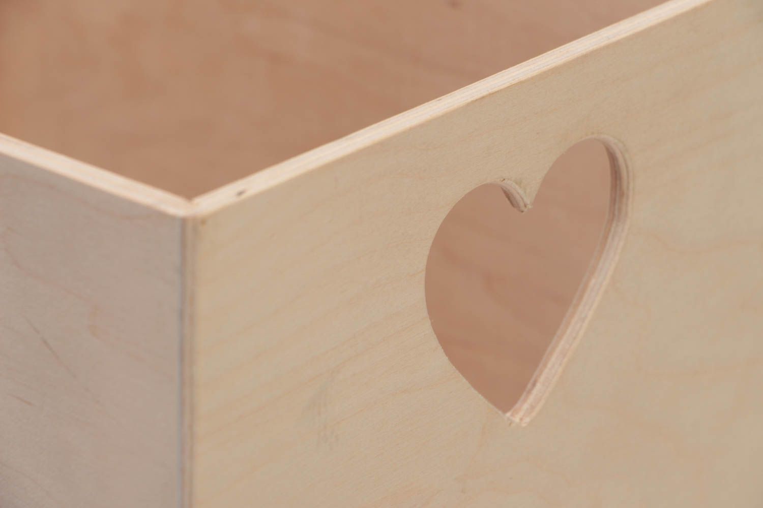 Handmade plywood craft blank for long rectangular box with heart shaped cuts photo 3
