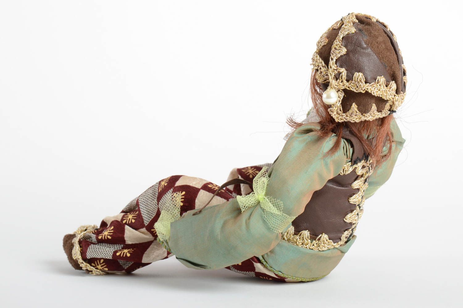 Авторская кукла лепная ручной работы из натуральной ткани оригинальная фото 4